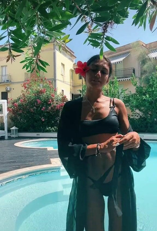 2. Sexy Dalila Cascone in Black Bikini at the Pool