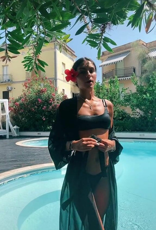 5. Sexy Dalila Cascone in Black Bikini at the Pool