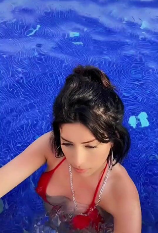 2. Hot Eda Aleyna in Red Bikini at the Swimming Pool