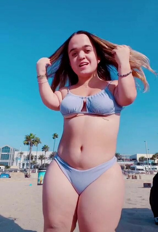 Beautiful Emmalia Razis in Sexy Grey Bikini at the Beach and Bouncing Boobs