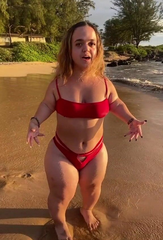 3. Alluring Emmalia Razis in Erotic Red Bikini Top at the Beach