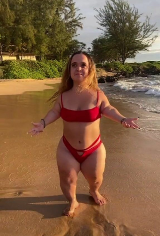 6. Alluring Emmalia Razis in Erotic Red Bikini Top at the Beach