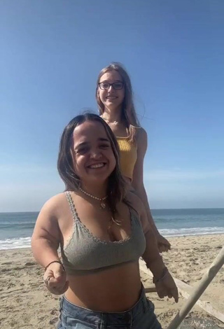 6. Amazing Emmalia Razis  at the Beach with  Bouncing Boobs without  Brassiere