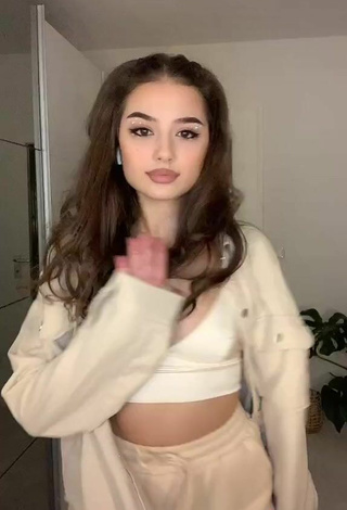 5. Hot Eva Bordianu Shows Cleavage in White Crop Top and Bouncing Boobs