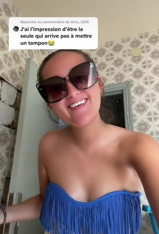 Sexy Eva Cstt Shows Cleavage in Blue Bikini Top