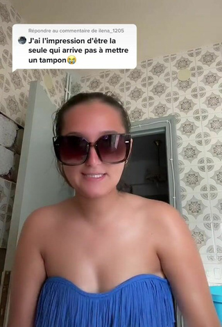 3. Sexy Eva Cstt Shows Cleavage in Blue Bikini Top