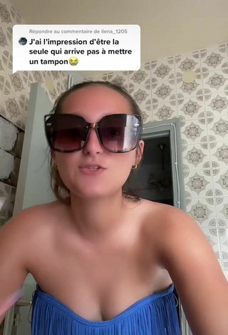 5. Sexy Eva Cstt Shows Cleavage in Blue Bikini Top