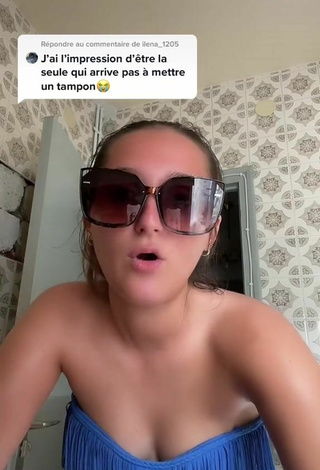 6. Sexy Eva Cstt Shows Cleavage in Blue Bikini Top