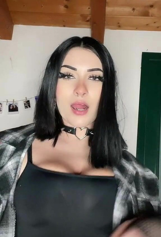 4. Cute Gaia Macula Shows Cleavage in Black Crop Top and Bouncing Boobs