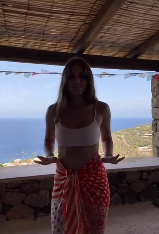 Sexy Gaia in White Crop Top on the Balcony