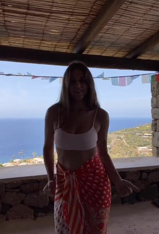 2. Sexy Gaia in White Crop Top on the Balcony
