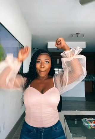4. Beautiful Airionna Lynch Shows Cleavage in Sexy Pink Top and Bouncing Boobs
