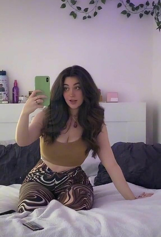 3. Beautiful Simone Shows Cleavage in Sexy Olive Crop Top