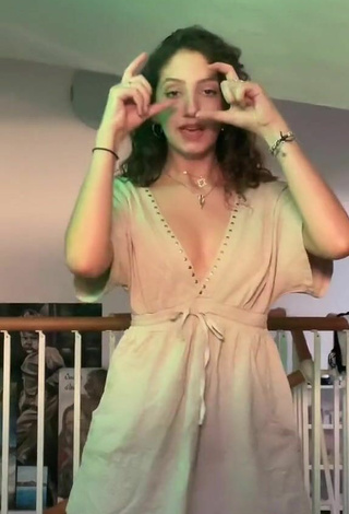 3. Sexy Jessica Renoffio in Beige Dress