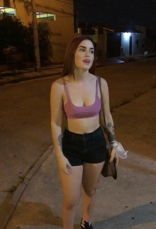 1. Hottie Julietaderomeo Shows Cleavage in Pink Sport Bra in a Street and Bouncing Tits