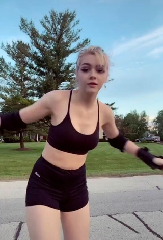 Sexy Justine Paradise in Black Crop Top in a Street