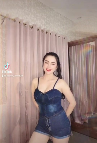 Sexy Karen Anne Tuazon Shows Cleavage in Overall