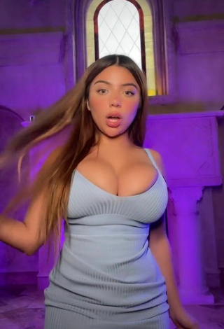 Katiana Kay Shows Cleavage in Sexy Blue Dress