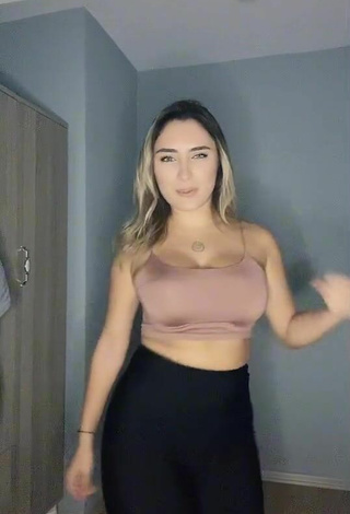 3. Beautiful krtlkumsal Shows Cleavage in Sexy Beige Crop Top and Bouncing Boobs