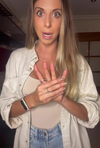 2. Sexy Laurimathteacher Shows Cleavage in Beige Top