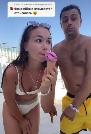 Sexy Lera & Danya in White Bikini at the Beach
