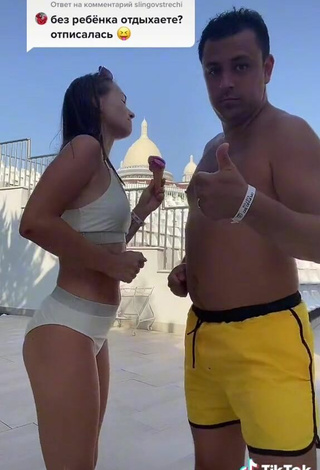 4. Sexy Lera & Danya in White Bikini at the Beach