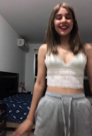 2. Hottie Luciana Shows Cleavage in White Crop Top