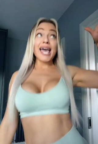 6. Sweet Maria Shows Cleavage in Cute Blue Sport Bra and Bouncing Breasts