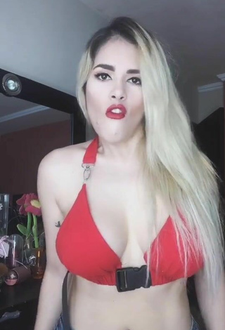 6. Sexy Mayra Jaime Maldonado Shows Cleavage in Red Bikini