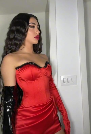 Sexy Melinda Ademi in Red Corset