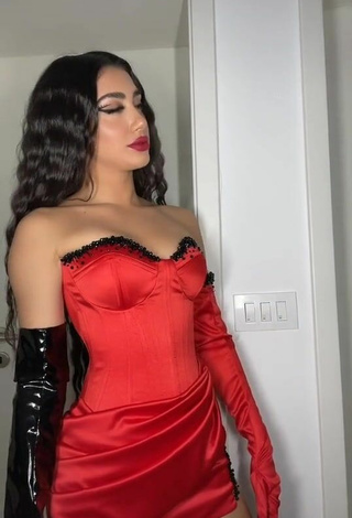 2. Sexy Melinda Ademi in Red Corset
