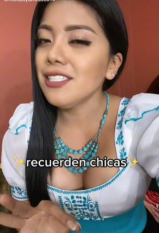 Sexy Meliza Yumisaca Shows Cleavage in Top