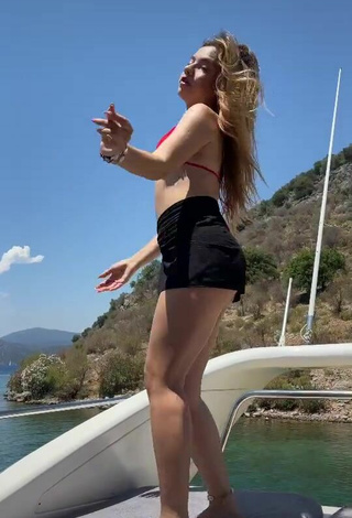 2. Beautiful Melodi Özerdem in Sexy Red Bikini on a Boat
