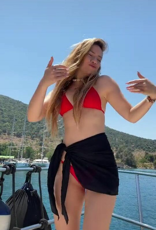 Sweetie Melodi Özerdem in Red Bikini on a Boat in the Sea