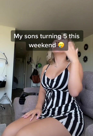 Sexy Chassidy Shows Cleavage in Striped Dress