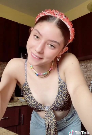 6. Sexy Paula Dobles Shows Cleavage in Leopard Crop Top