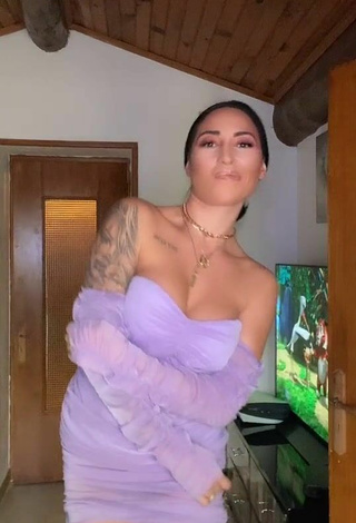 3. Really Cute Pocahontasmaria Shows Cleavage in Purple Dress