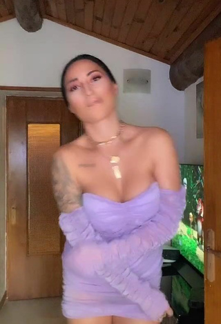 4. Really Cute Pocahontasmaria Shows Cleavage in Purple Dress