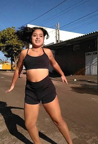 Raquel Toledoh in Appealing Black Crop Top in a Street