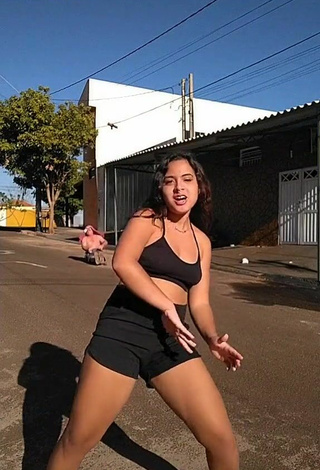 2. Raquel Toledoh in Appealing Black Crop Top in a Street