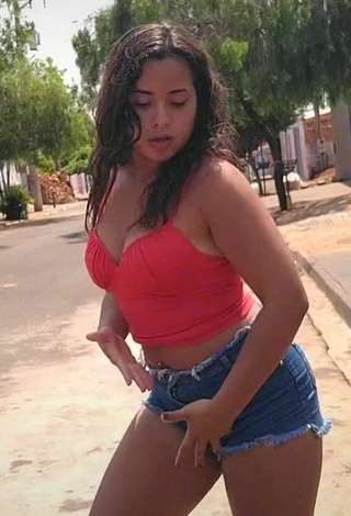 2. Sensual Raquel Toledoh in Red Crop Top in a Street
