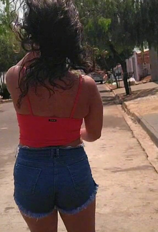 4. Sensual Raquel Toledoh in Red Crop Top in a Street