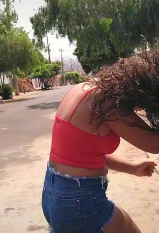 6. Sensual Raquel Toledoh in Red Crop Top in a Street