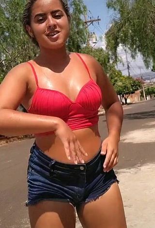 5. Sweet Raquel Toledoh in Cute Red Crop Top and Bouncing Tits