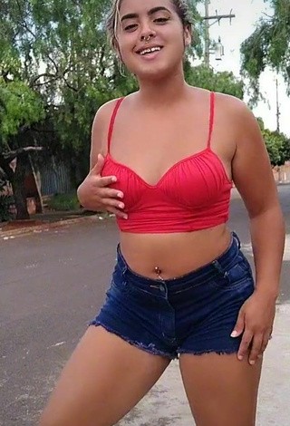 Sexy Raquel Toledoh in Red Crop Top