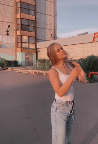 1. Sexy Yulia Rodionova in White Top in a Street