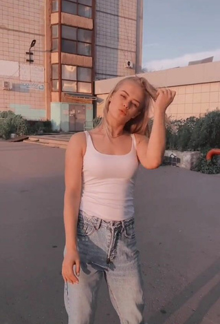 5. Sexy Yulia Rodionova in White Top in a Street