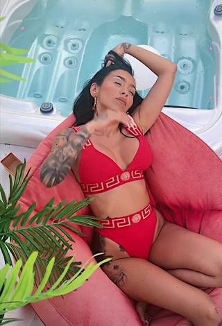 6. Sexy Ruby Shows Cleavage in Red Bikini