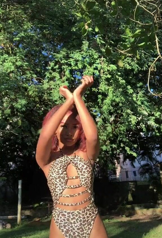 3. Sexy Laiane Rodrigues in Leopard Swimsuit