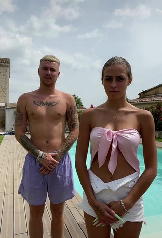 3. Sexy Ydrissia️ in Pink Crop Top at the Swimming Pool